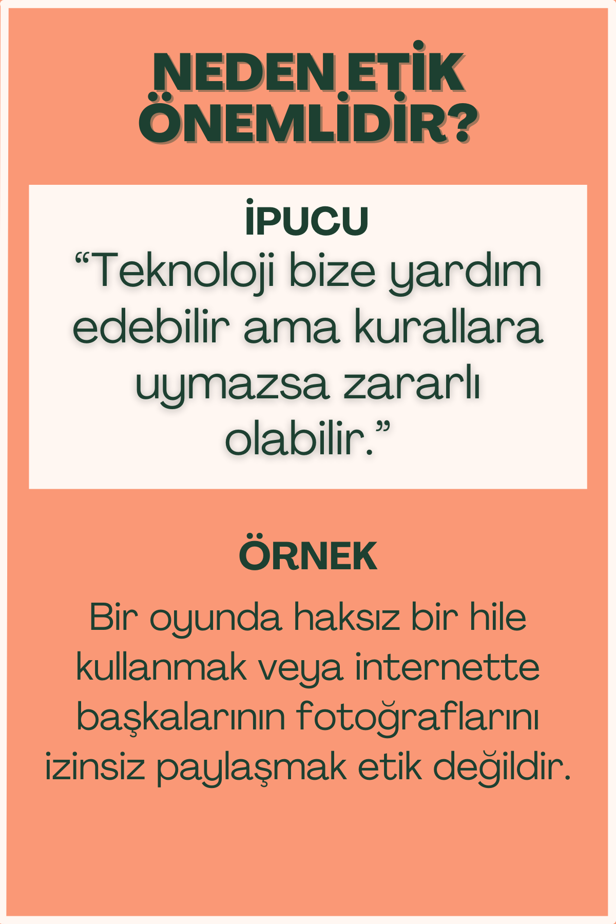 Etik neden önemlidir başlıklı flash kart ön yüzü