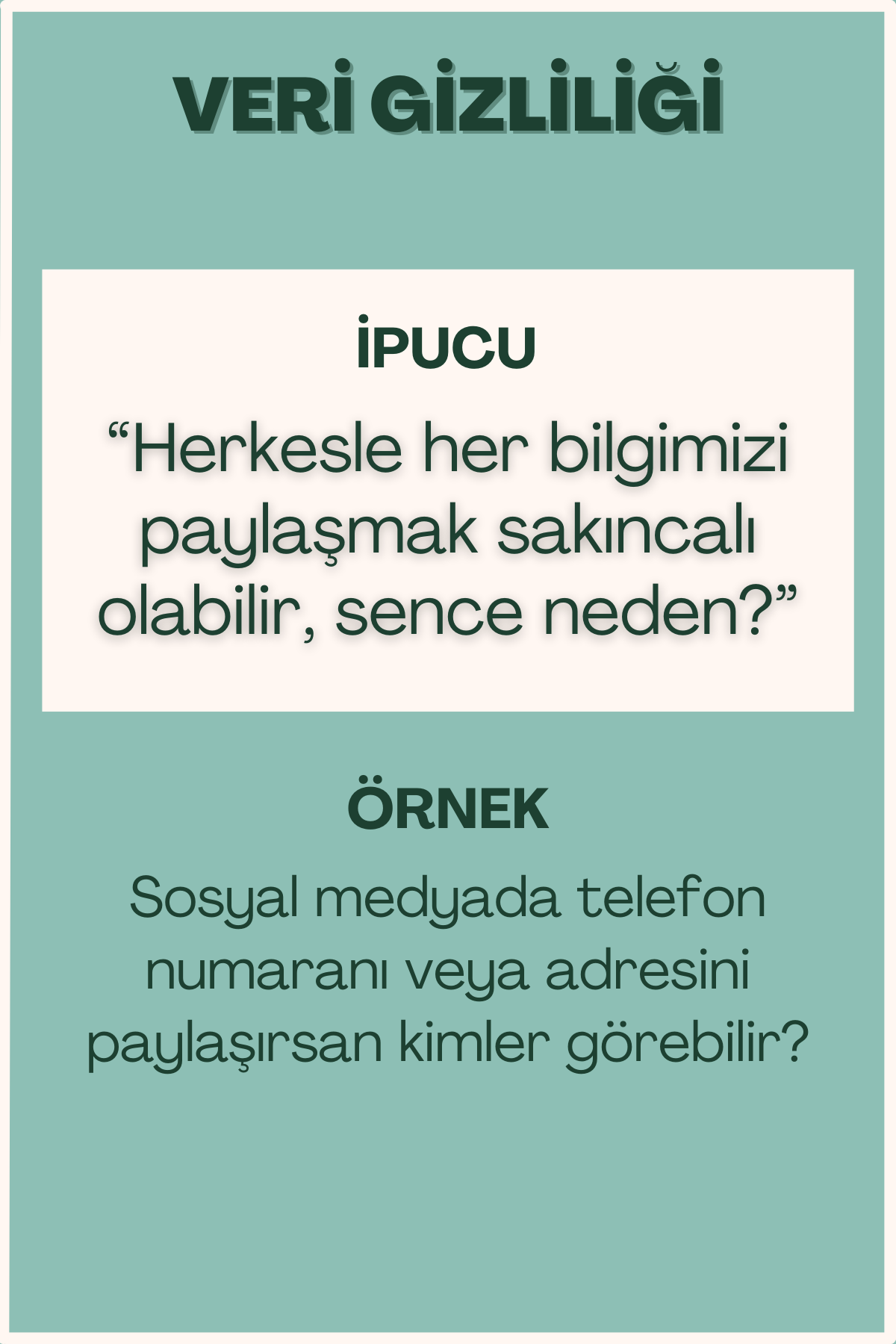 Veri gizliliği konulu flash kart ön yüzü