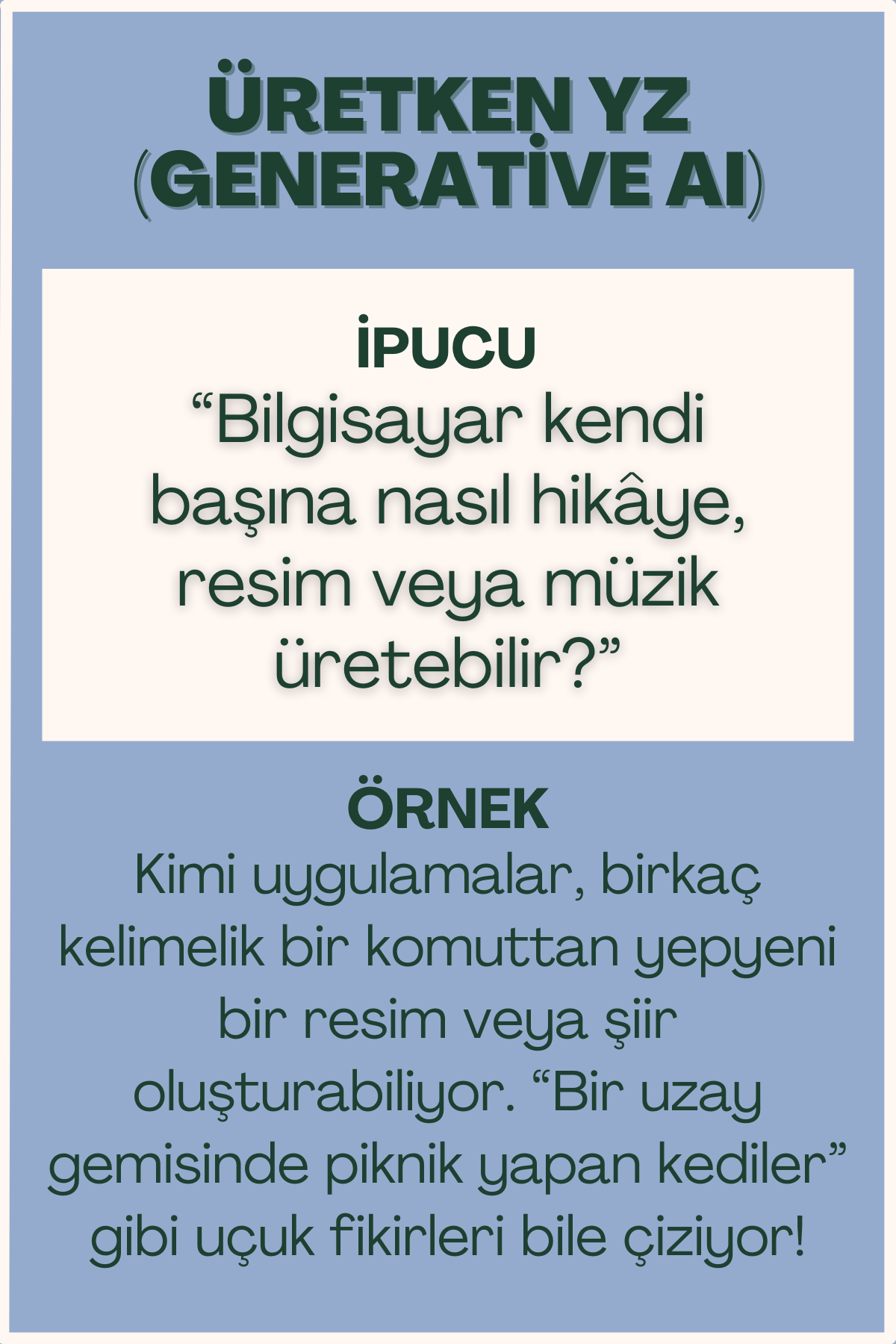 Üretken YZ konulu flash kart ön yüzü