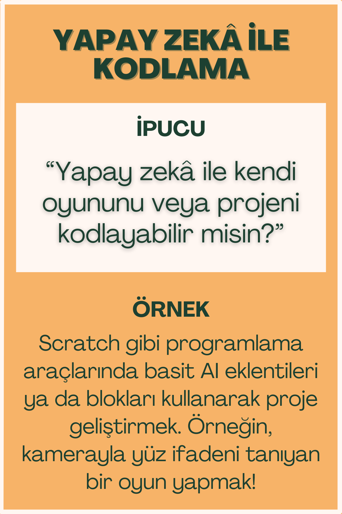 Yapay zekâ ile kodlama konulu flash kart ön yüzü