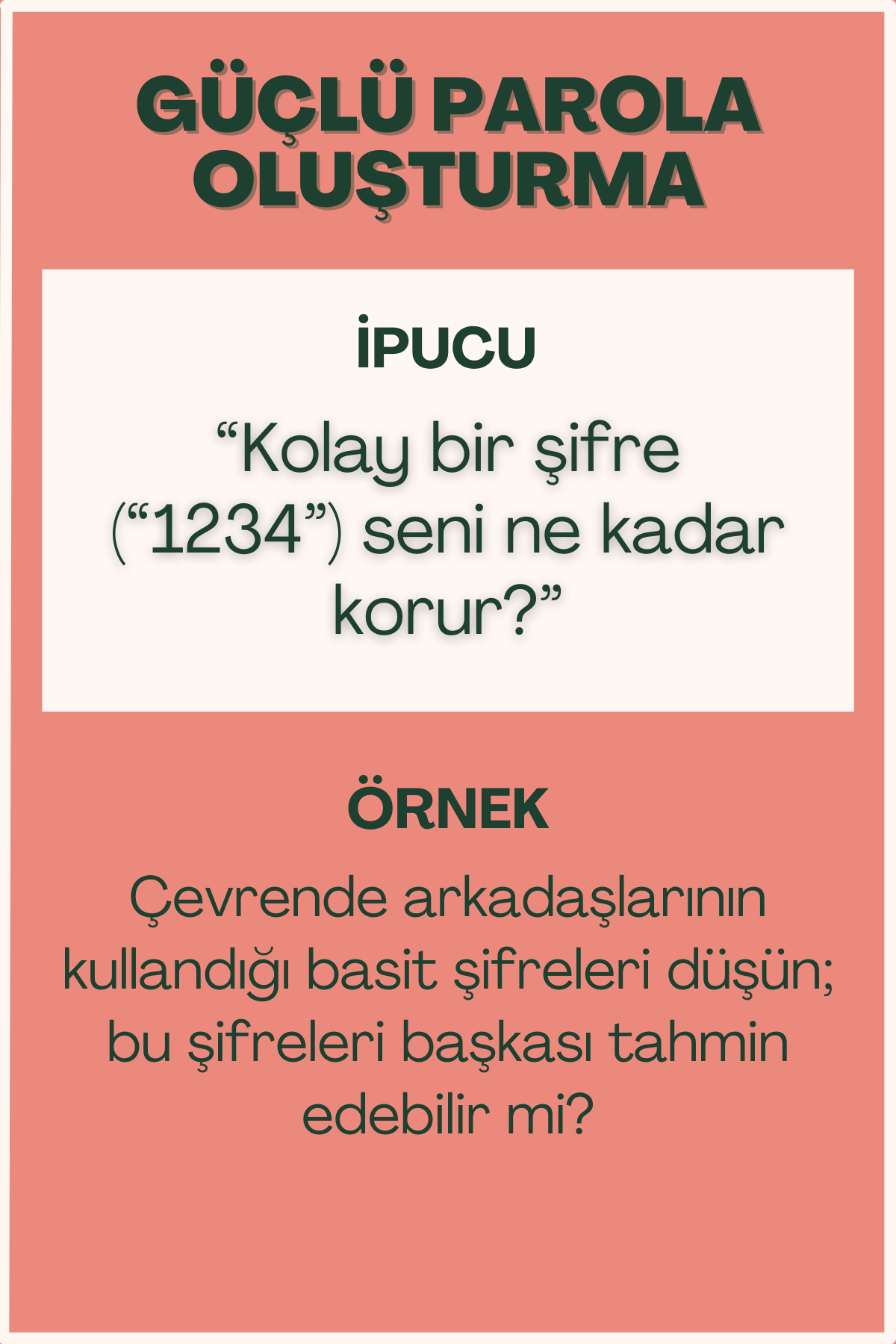 Güçlü parola oluşturma konulu flash kart ön yüzü