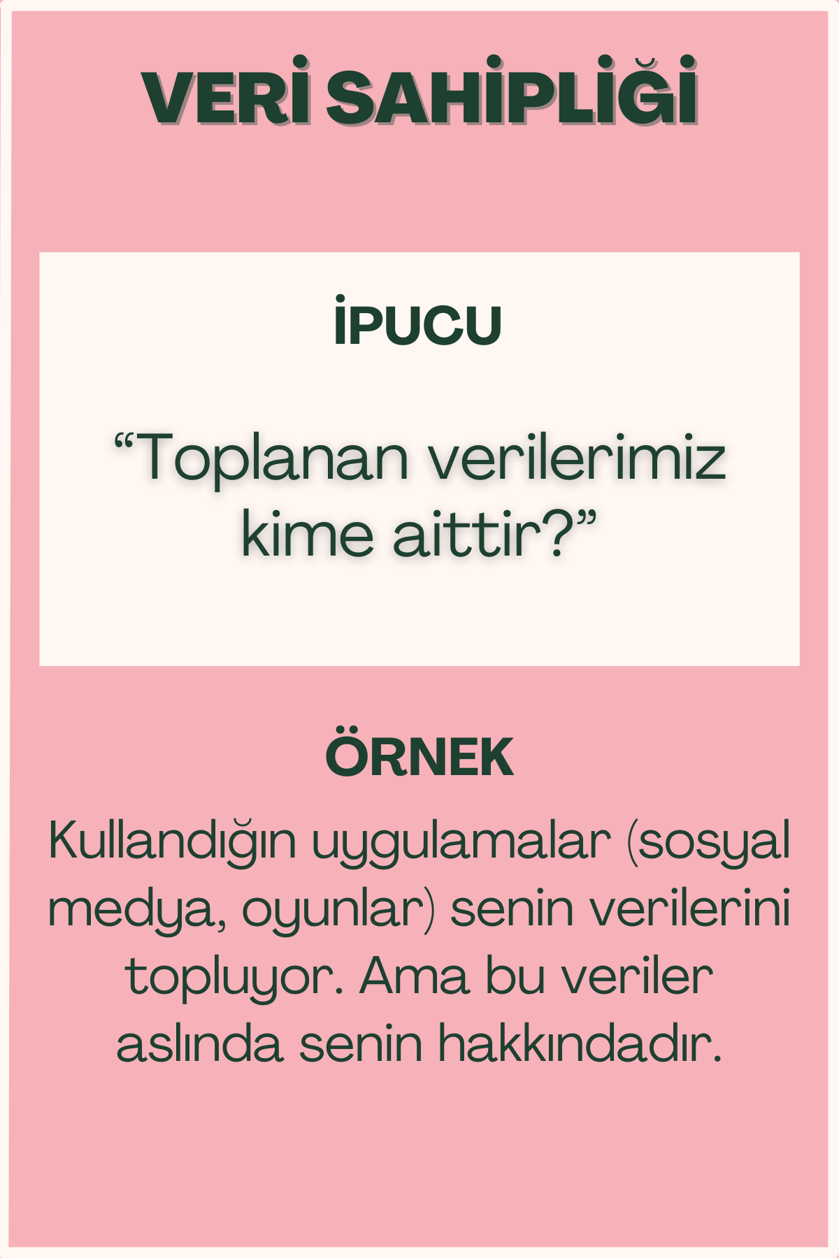 Veri sahipliği konulu flash kart ön yüzü