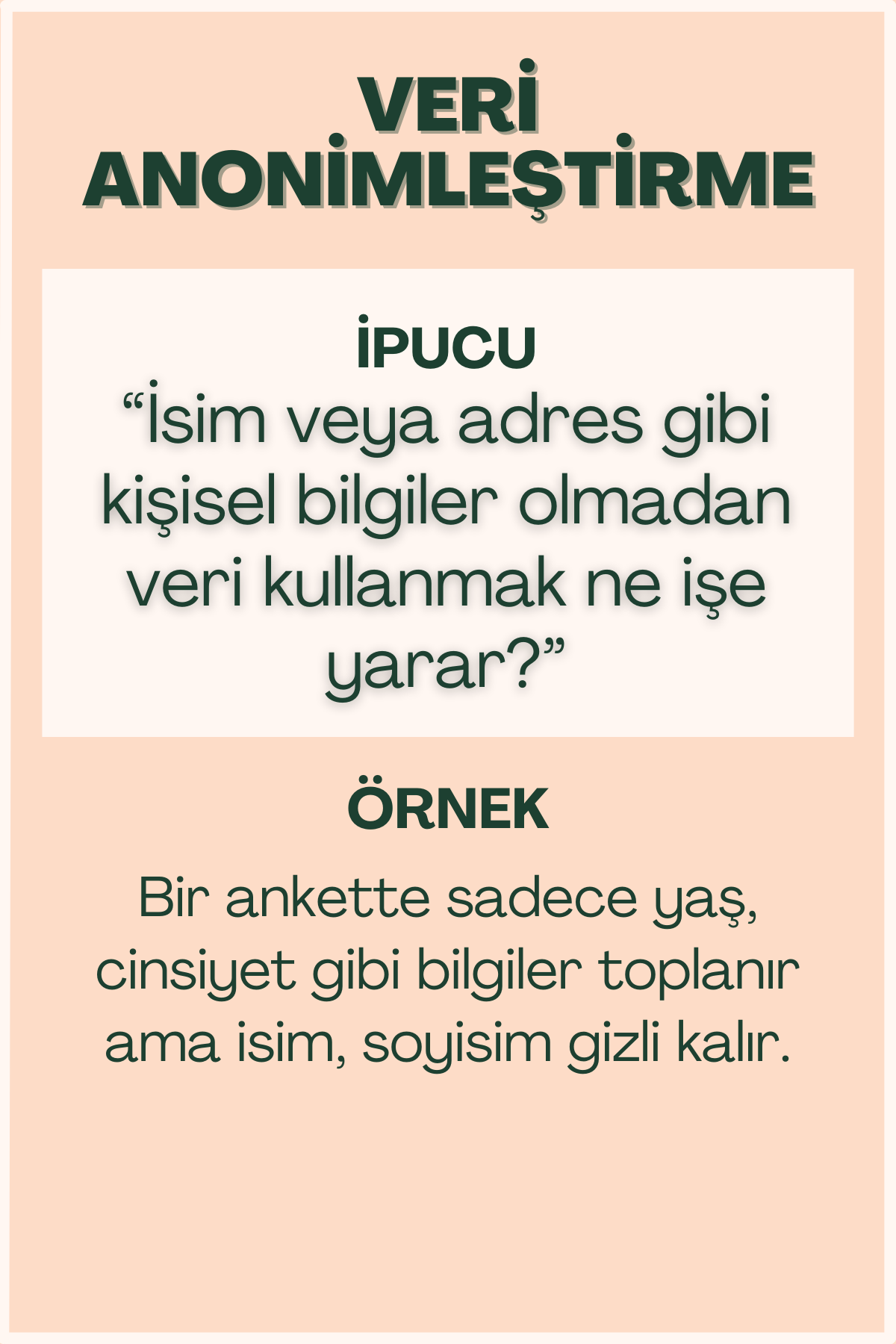Veri anonimleştirme konulu flash kart ön yüzü