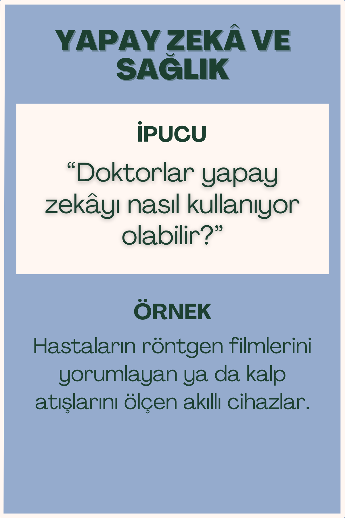 Yapay zekâ ve sağlık konulu flash kart ön yüzü