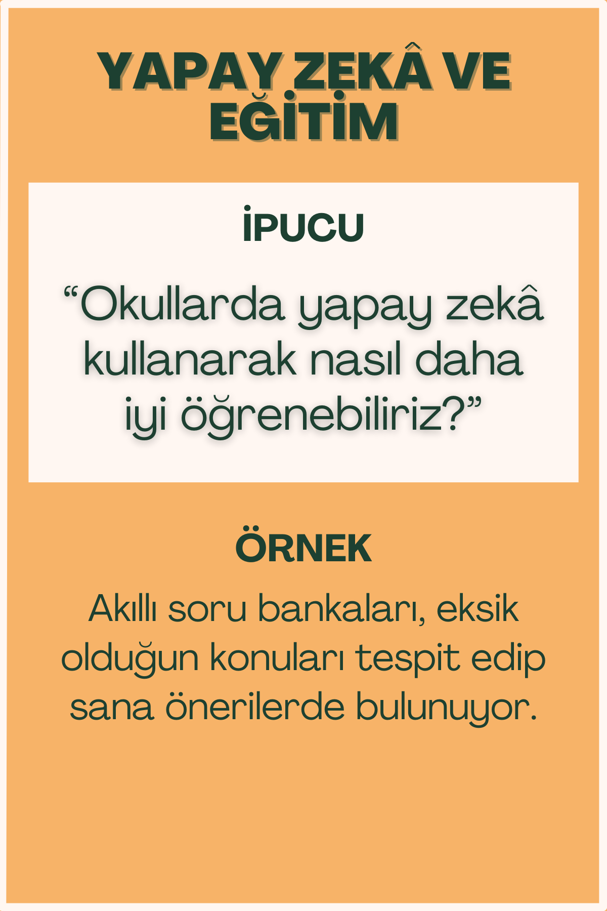 Yapay zekâ ve eğitim konulu flash kart ön yüzü