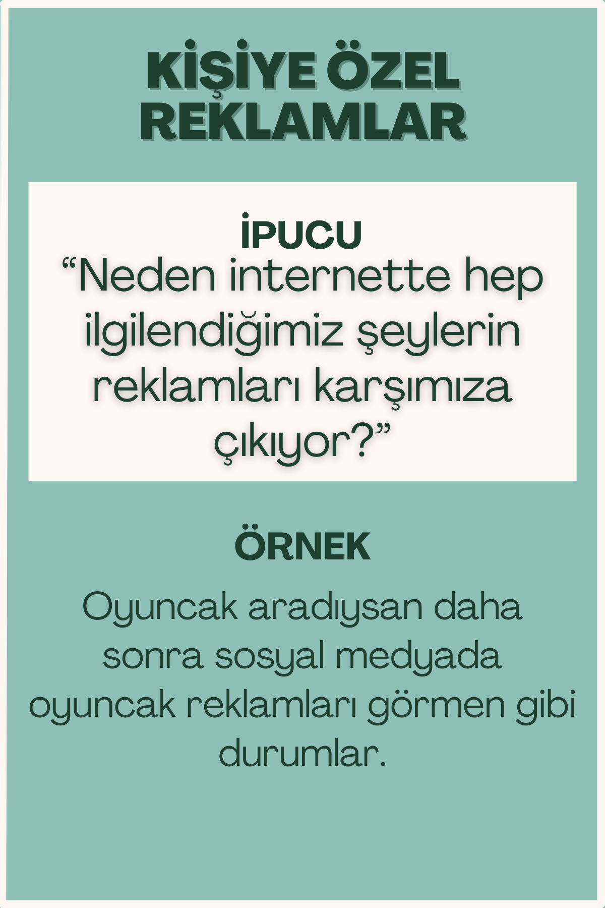 Kişiye özel reklamlar konulu flash kart ön yüzü