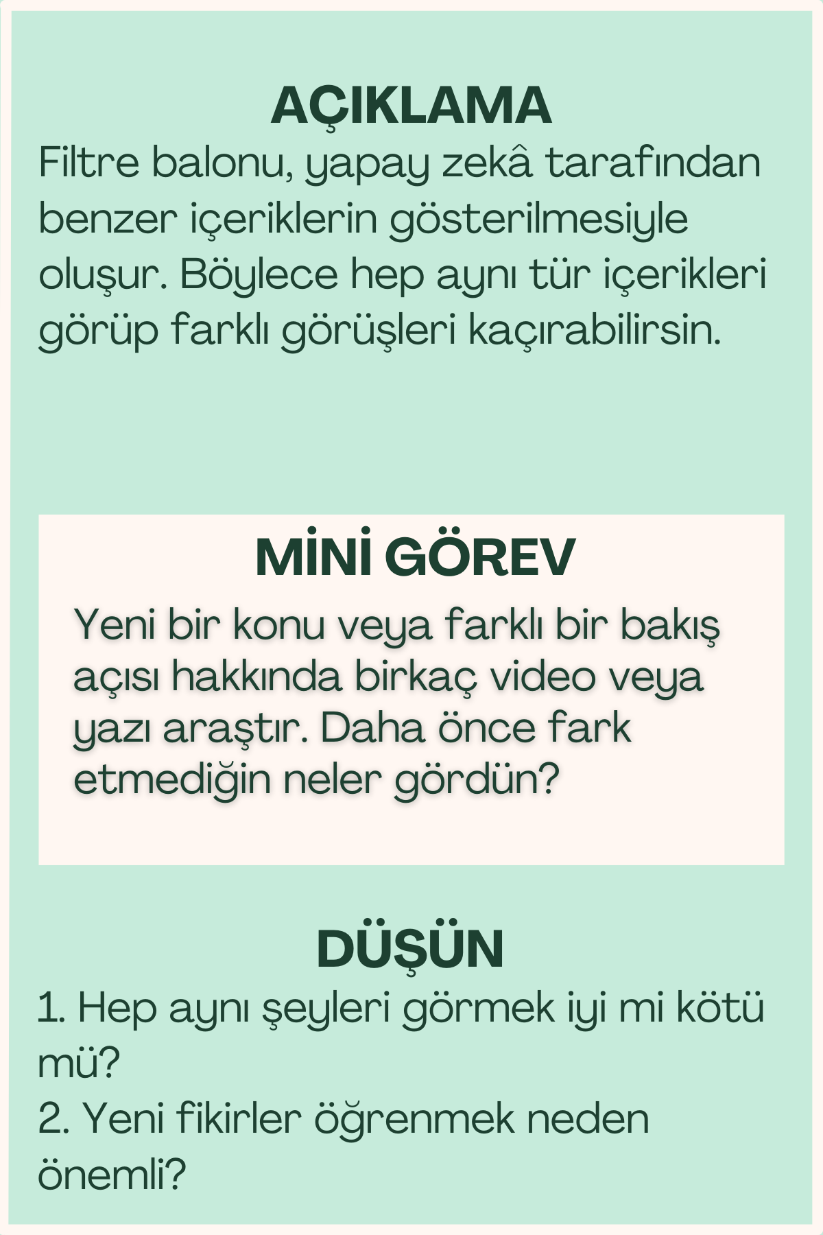 Filtre balonu açıklaması ve mini görev içeren flash kart arka yüzü