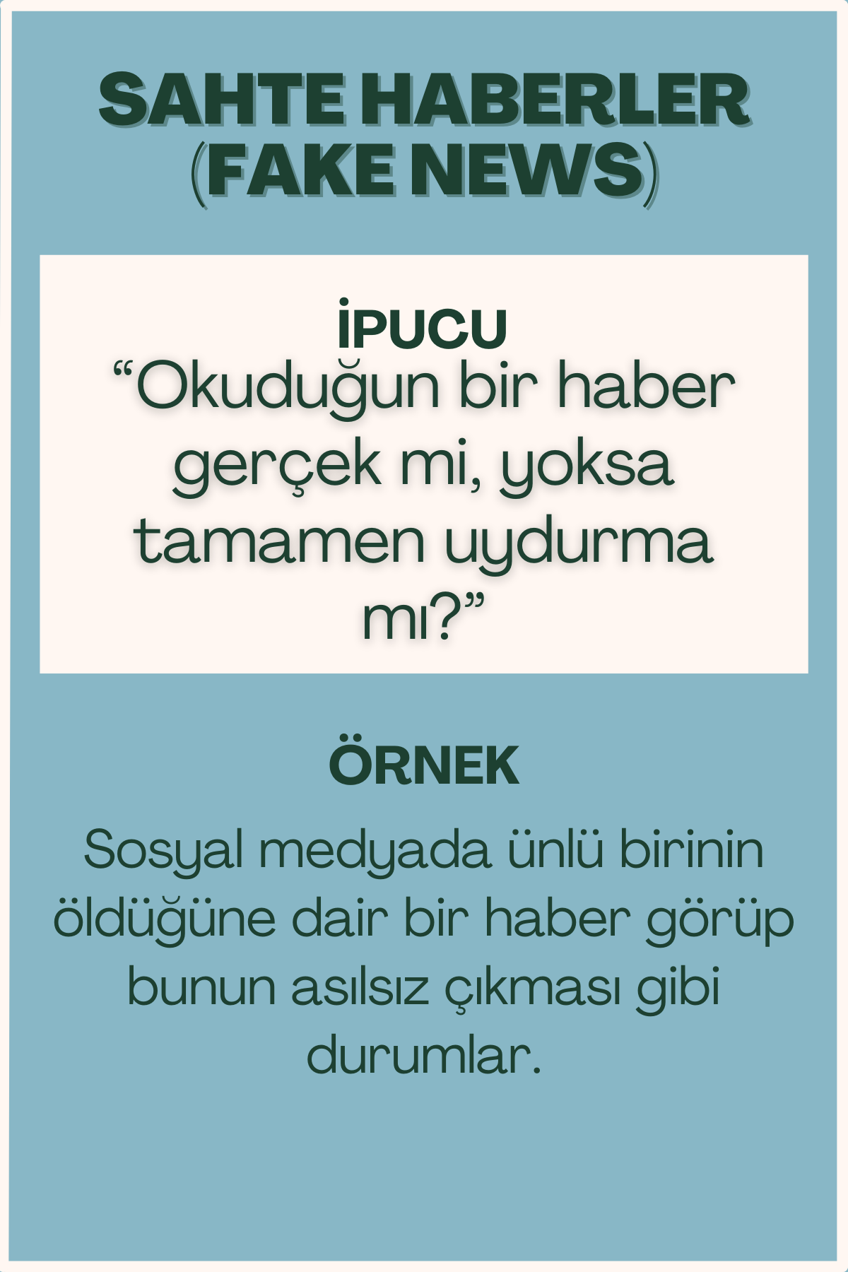 Sahte haberler konulu flash kart ön yüzü