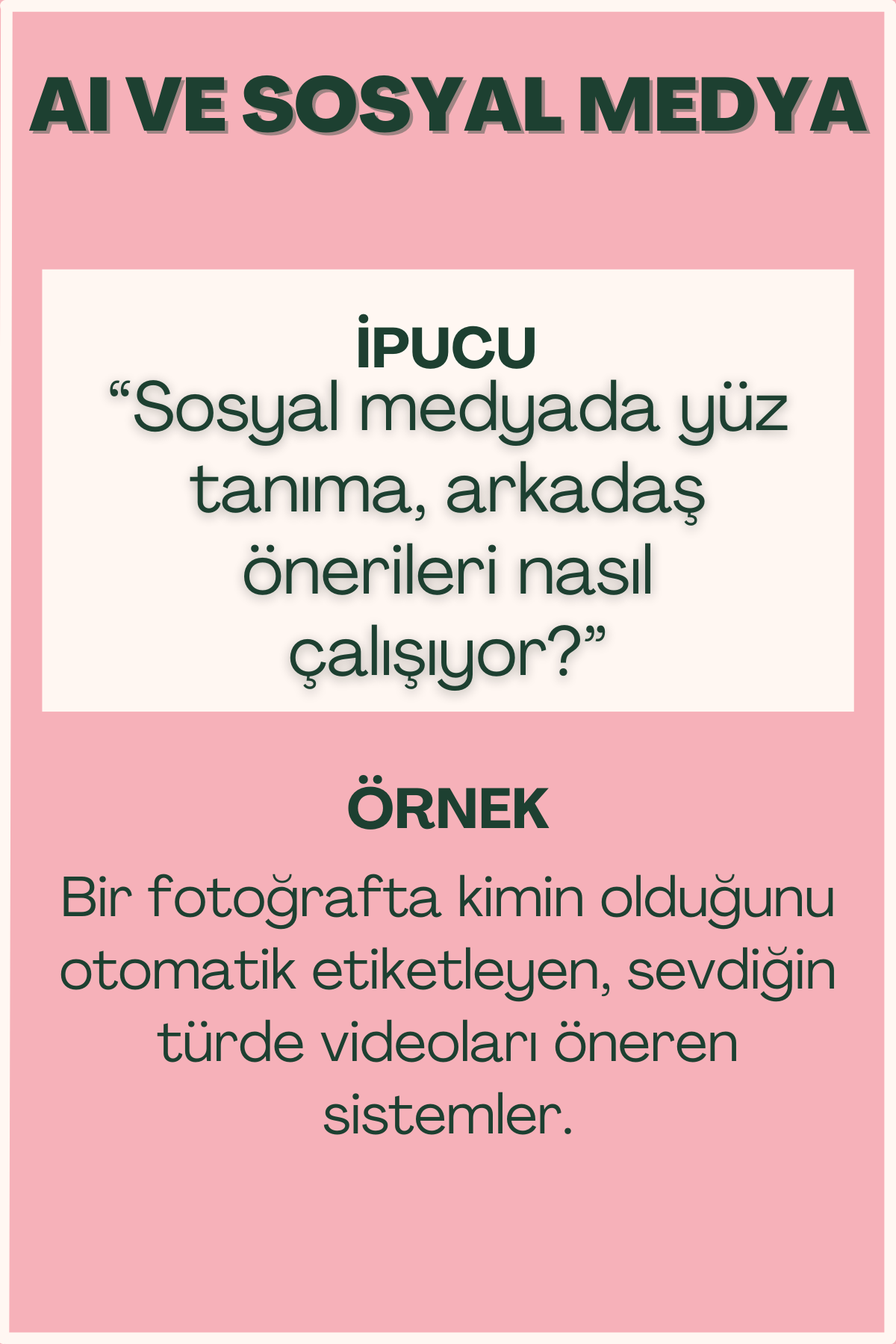 AI ve sosyal medya konulu flash kart ön yüzü
