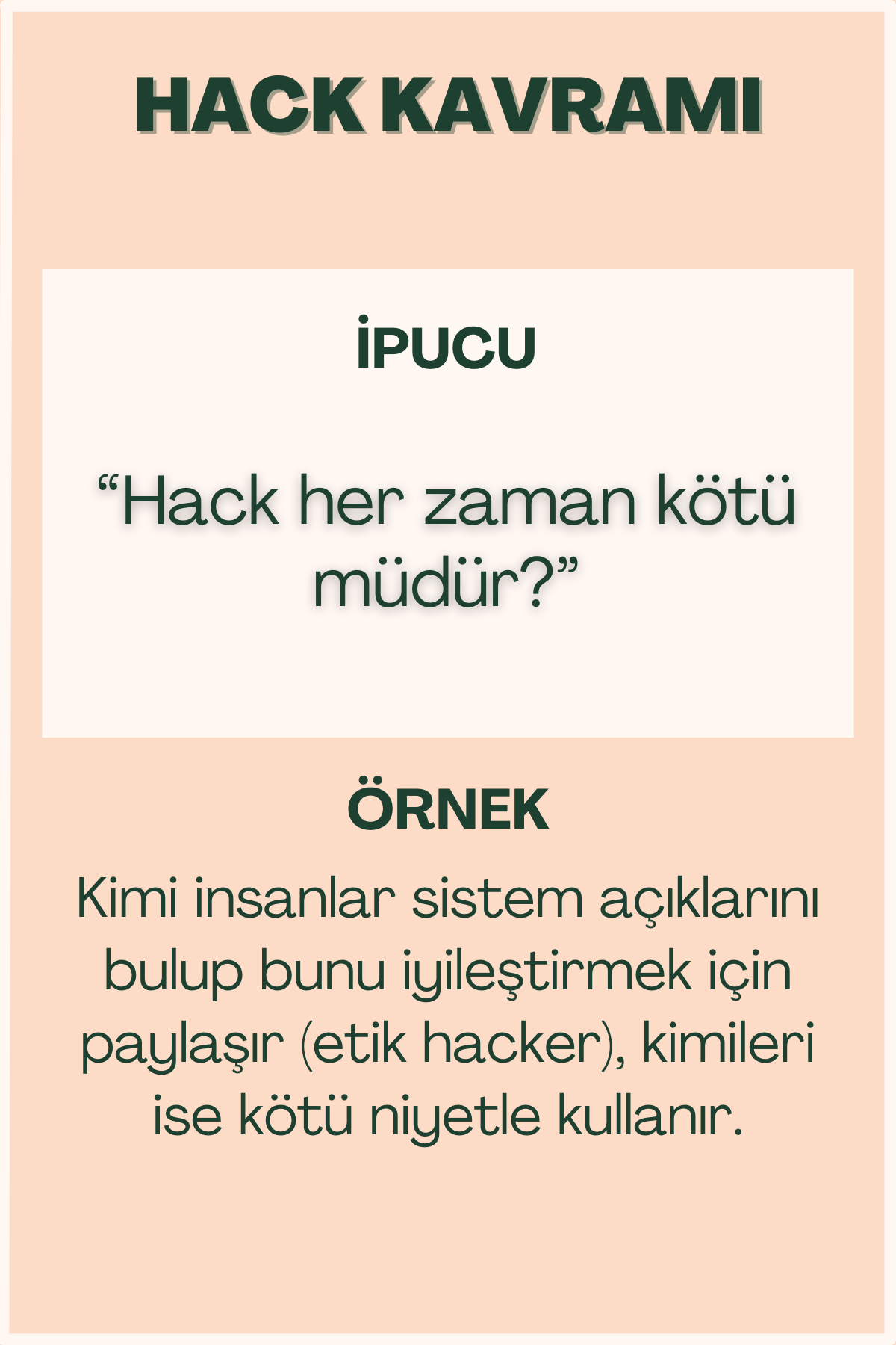 Hack kavramı konulu flash kart ön yüzü
