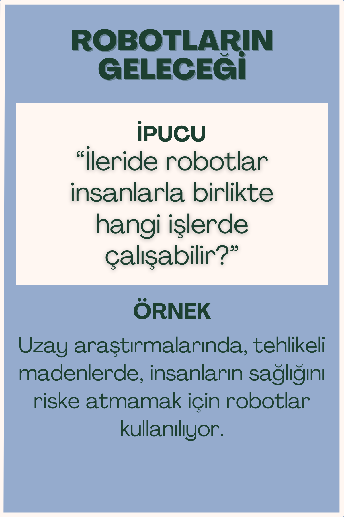 Robotların geleceği konulu flash kart ön yüzü