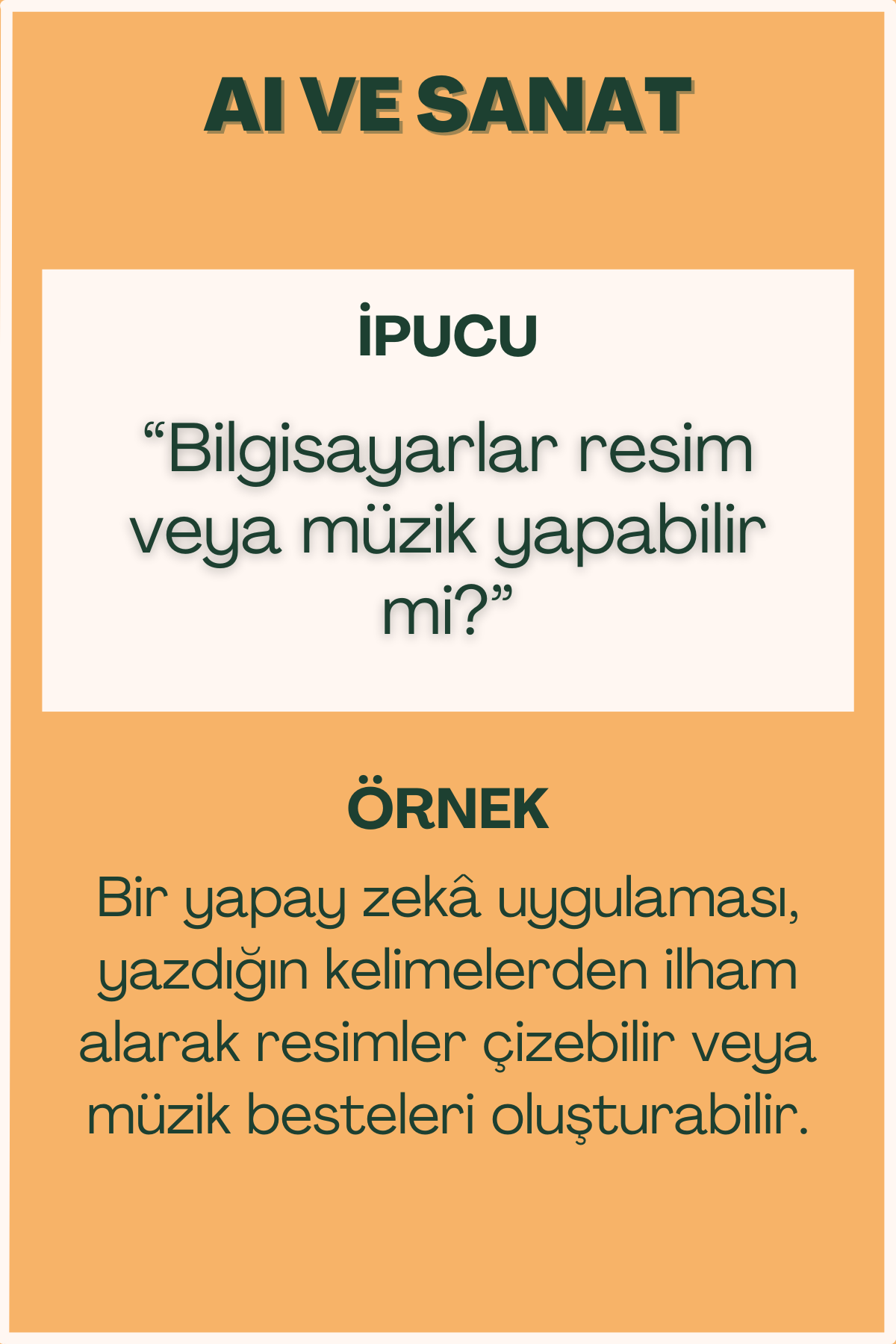 AI ve sanat konulu flash kart ön yüzü
