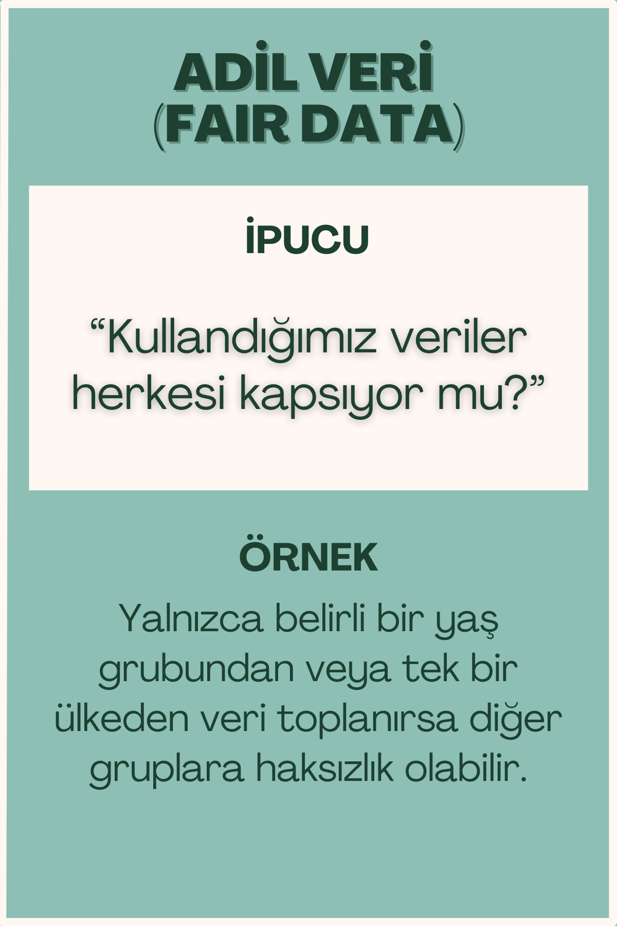 Adil veri konulu flash kart ön yüzü