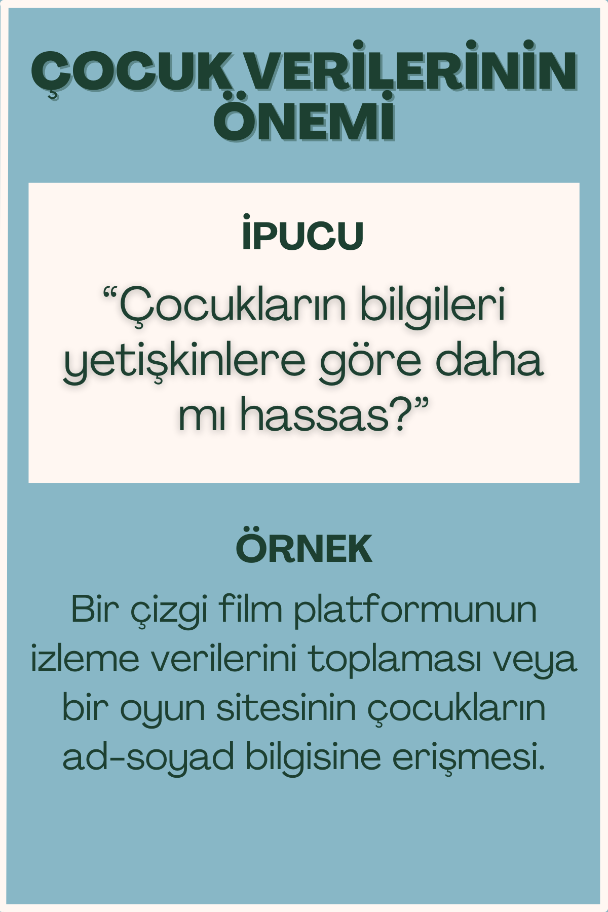 Çocuk verilerinin önemi konulu flash kart ön yüzü