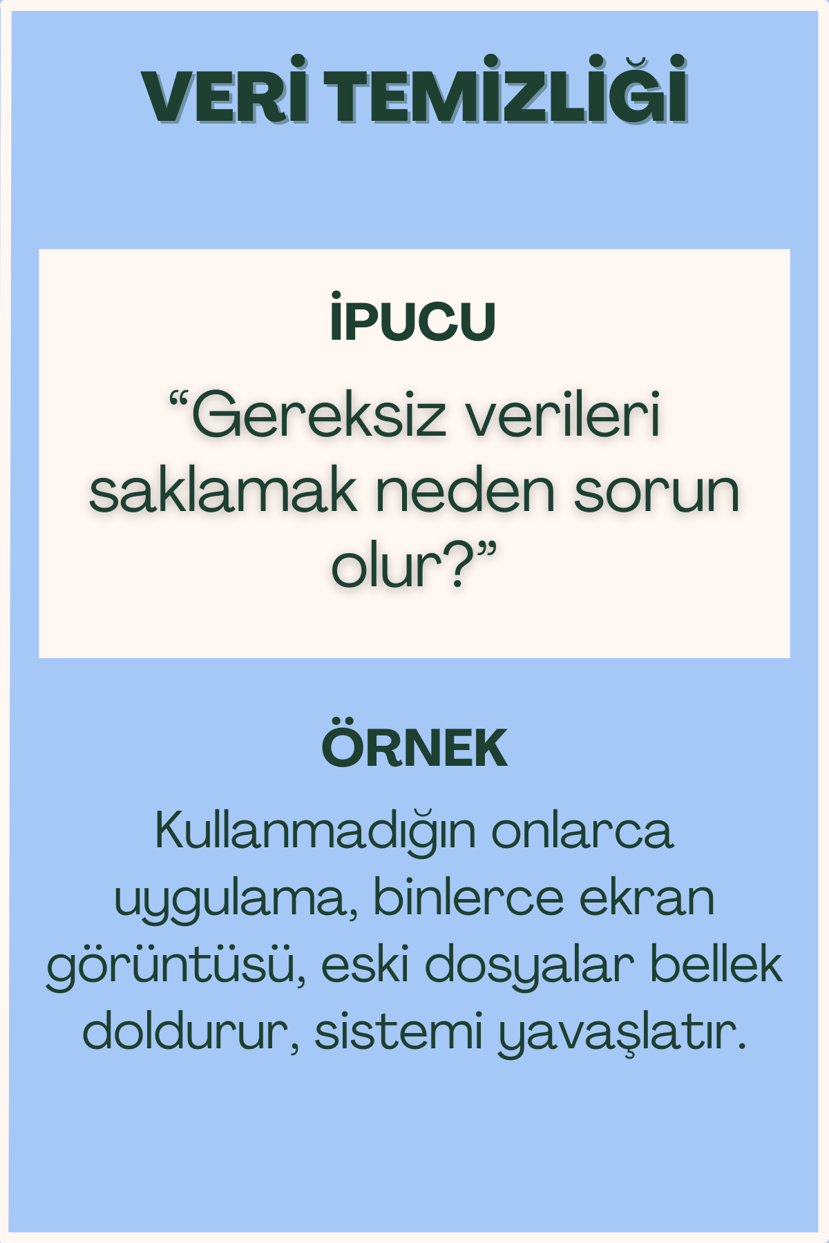 Veri temizliği konulu flash kart ön yüzü